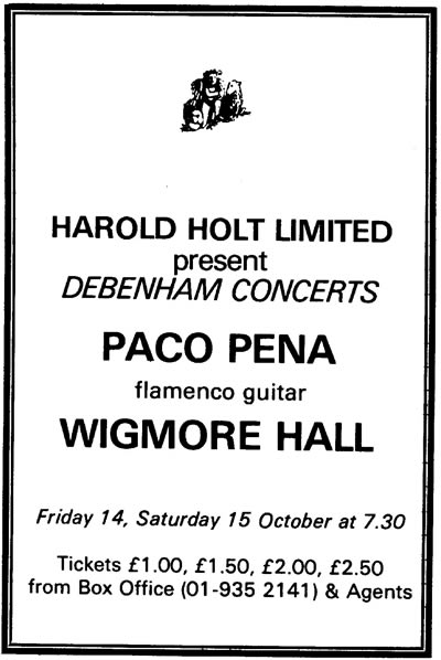 Paco Pea Wigmore Hall Recital in Guitar Magazine October 1977