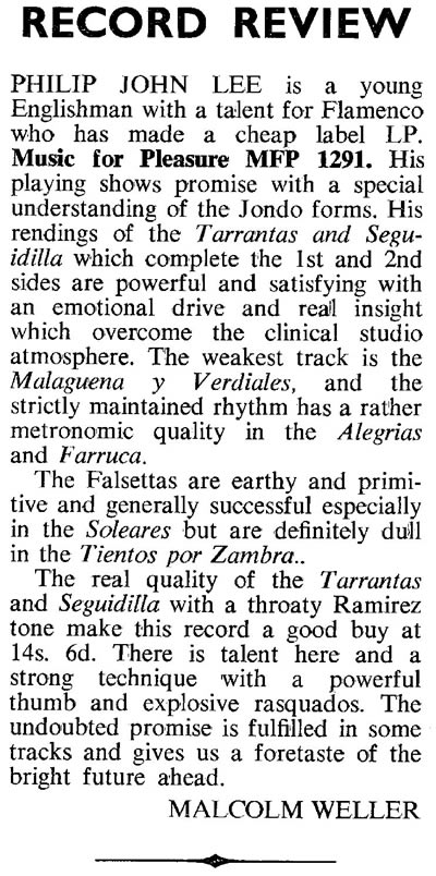 Philip John Lee Record Review BMG Magazine July 1970